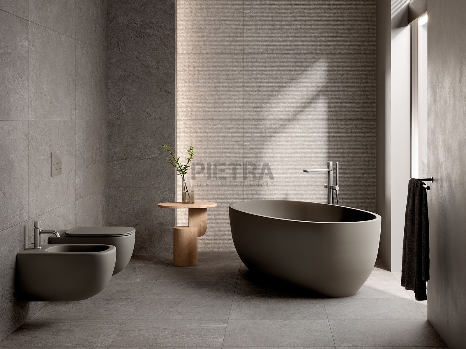 All Around Stone Dark – Abitare La Ceramica — гранитогрес за двоен инсталационен под, снимка 4