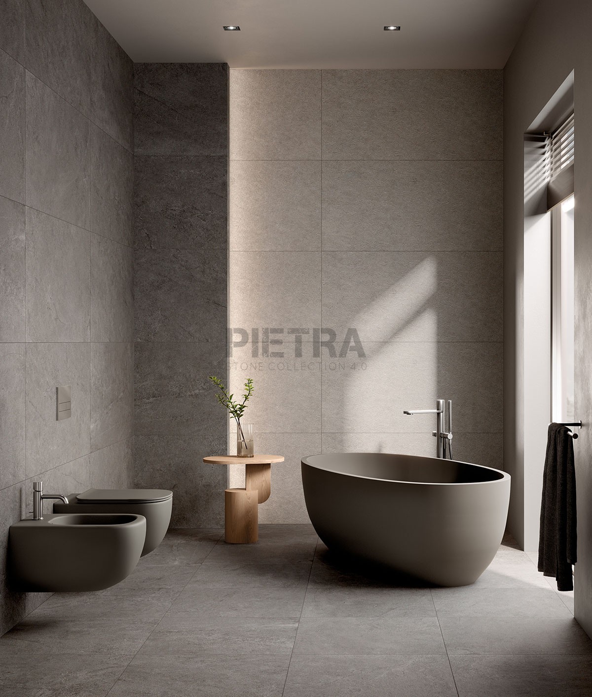 All Around Stone Dark – Abitare La Ceramica — гранитогрес за двоен инсталационен под, снимка 3